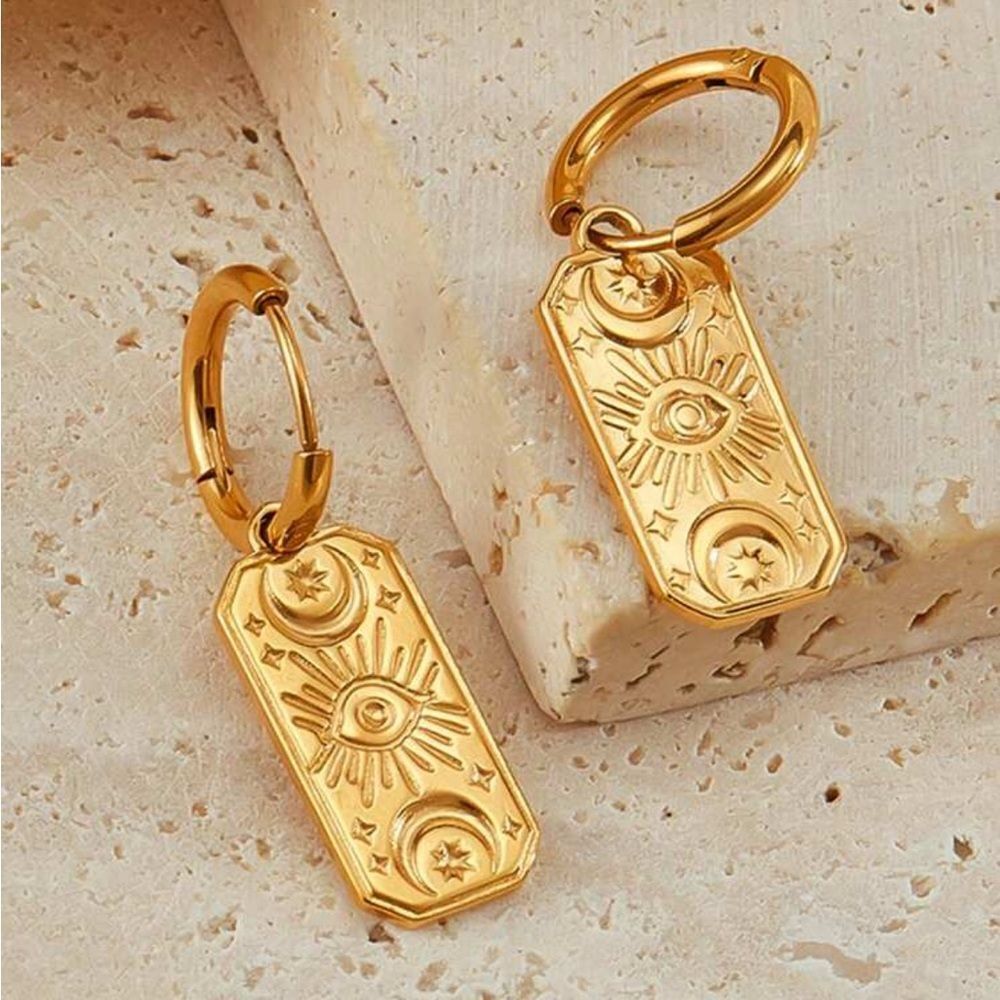 Vintage style evil eye hoop earrings N672